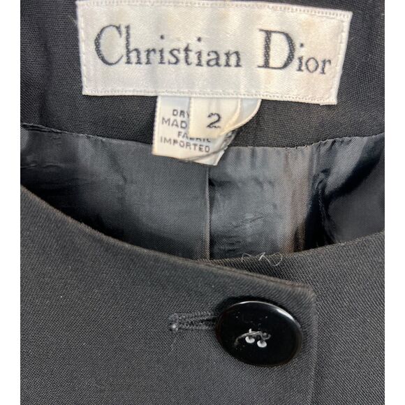 Christian Dior Black Long Sleeve Button Full Length Blazer Women Size 2 USA Made - Picture 6 of 6